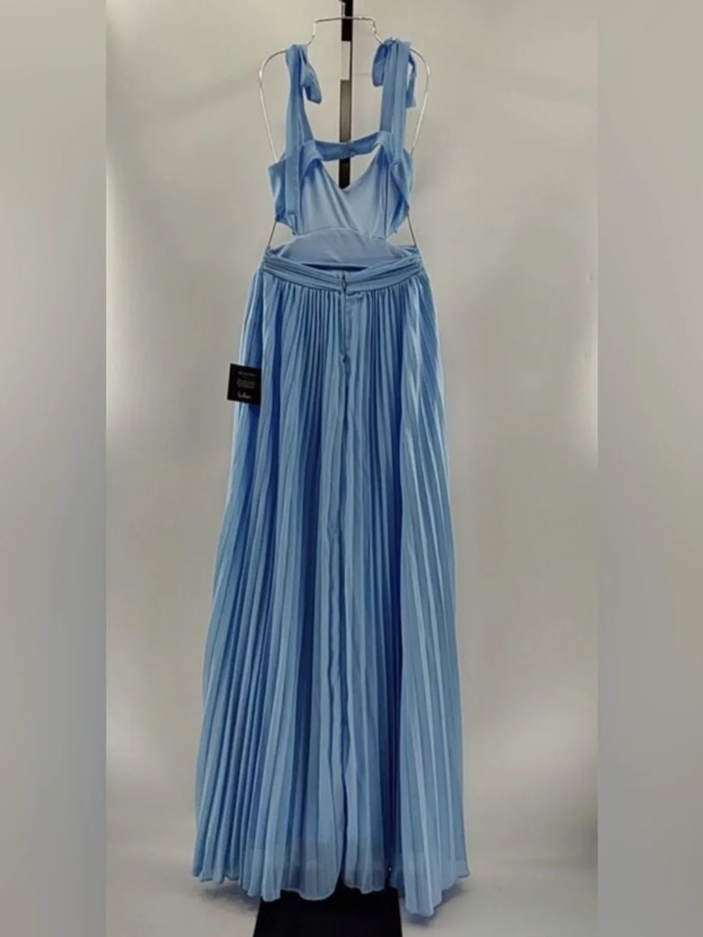 Lulus Celebratory Allure Powder Blue Pleated Backless Maxi Dress XS NWT - Picture 5 of 6
